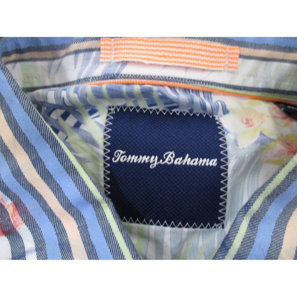 Tommy Bahama Shirt Mens Large Multicolor Cotton Polyester Beach Button Outdoor A